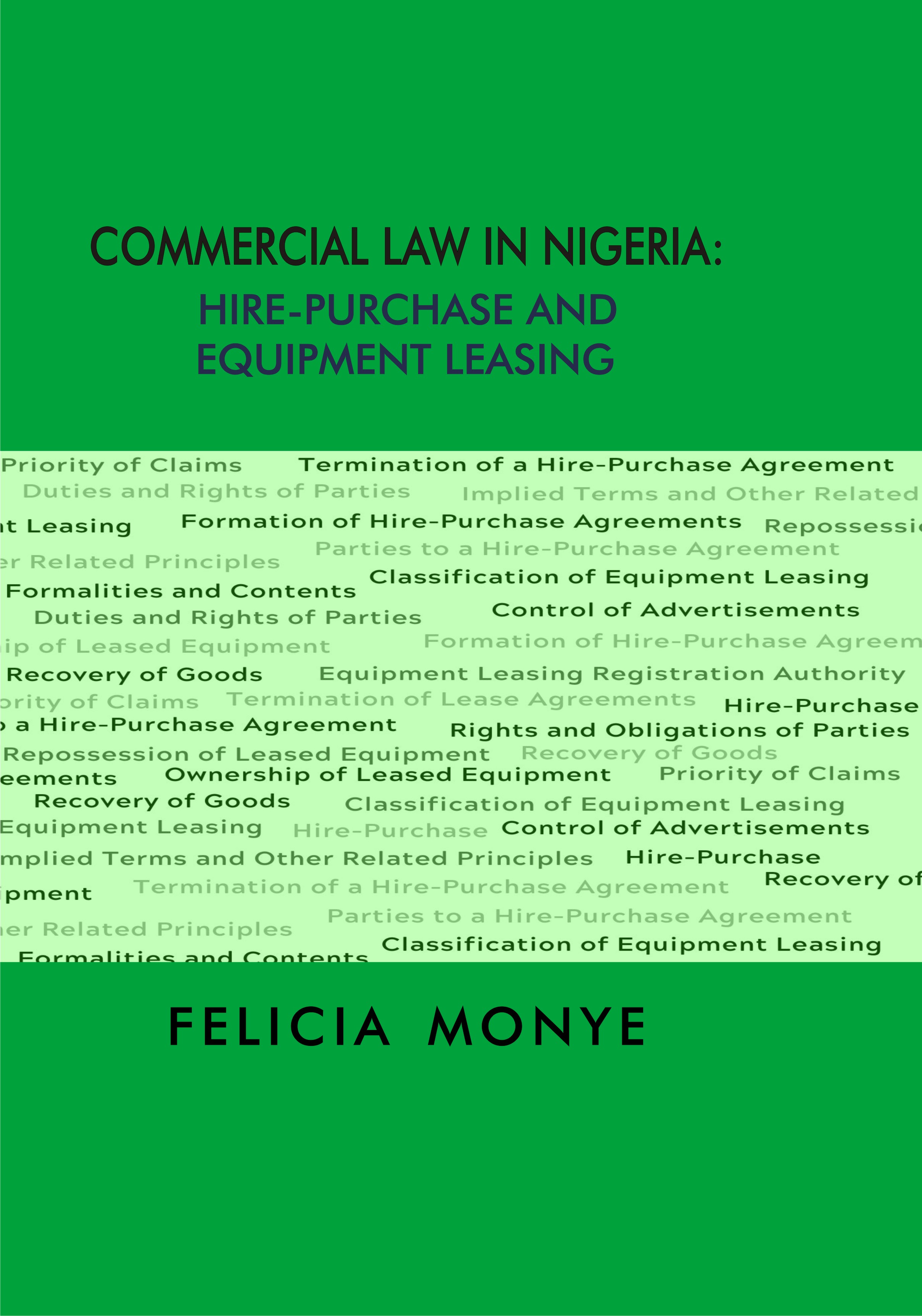 Cover of Commercial Law in Nigeria: Hire Purchase and Equipment Leasing by Felicia Monye